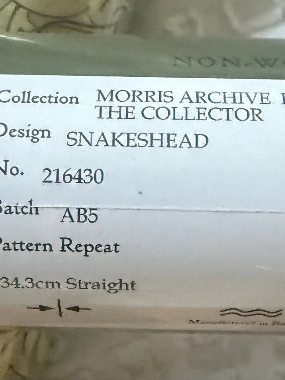 Morris & Co authentic (2) rolls new wallpaper Snakehead Stone/Cream Retail $416